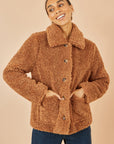 Yumi Brown Short Teddy Bear Jacket