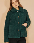 Yumi Green Short Teddy Bear Jacket