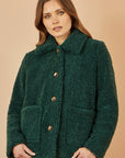 Yumi Green Short Teddy Bear Jacket
