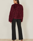 Yumi Burgundy Luxe Fluffy Faux Fur Coat