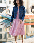 Yumi Blue Stretch Denim Jacket With Pocket Detail