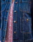 Yumi Blue Stretch Denim Jacket With Pocket Detail