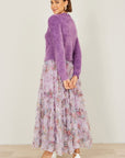 Yumi Lavender Eyelash Knit Cropped Cardigan
