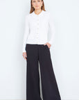 Yumi Ivory Ribbed Collar Button Up Cardigan