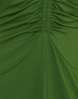 Yumi Green Ruched Front Stretch Midi Dress
