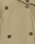Yumi Green Cropped Trench Jacket With Pockets and Check Lining