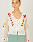 Yumi Ivory Crochet Embroidered Flower Bolero