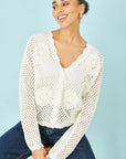 Yumi White Flower Crochet Cardigan