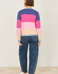 Yumi Multicolour Block Stripe Tie Front Cardigan