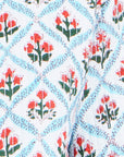 Yumi Blue Boho Print Cotton Reversible Quilted Jacket