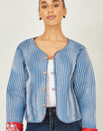 Yumi Red Boho Print Cotton Reversible Quilted Jacket