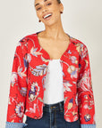 Yumi Red Boho Print Cotton Reversible Quilted Jacket