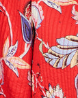 Yumi Red Boho Print Cotton Reversible Quilted Jacket