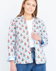 Yumi Blue Palm Reversible Cotton Quilted Jacket