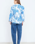 Yumi Blue Palm Reversible Cotton Quilted Jacket