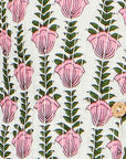Yumi White Botanical Print Reversible Cotton Quilted Jacket