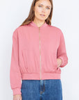 Yumi Pink Relaxed Lightweight Bomber Jacket