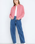 Yumi Pink Relaxed Lightweight Bomber Jacket