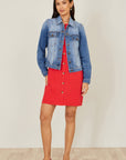 Yumi Blue Stretch Washed Denim Jacket