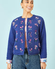 Yumi Blue Floral Embroidery Cotton Jacket