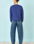 Yumi Blue Floral Embroidery Cotton Jacket