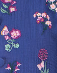 Yumi Blue Floral Embroidery Cotton Jacket
