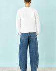 Yumi White Floral Embroidery Reversible Cotton Jacket