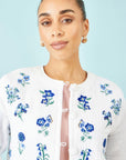 Yumi White Floral Embroidery Reversible Cotton Jacket