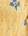 Yumi Butter Yellow Embroidered Pointelle Cardigan