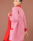 Yumi Pink Contrast Knitted Cardigan