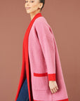 Yumi Pink Contrast Knitted Cardigan