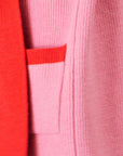 Yumi Pink Contrast Knitted Cardigan