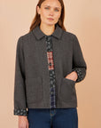 Yumi Grey Patchwork Boxy Jacket