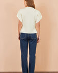 Yumi Ivory Knitted Viscose Kimono Cardigan With Buttons