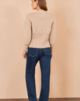 Yumi Beige Knitted Button Cardigan