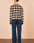 Yumi Brown Argyll Knit Cardigan