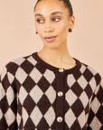 Yumi Brown Argyll Knit Cardigan