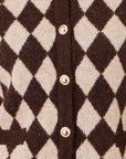 Yumi Brown Argyll Knit Cardigan