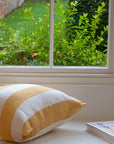 Riviera Striped Linen Cushion - Yellow