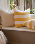 Riviera Striped Linen Cushion - Yellow