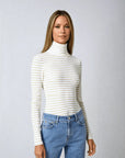 Striped Cotton Roll Neck
