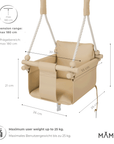 MAMOI® Indoor Children's Swing with Safety Belts, Soft Seat with Cushion, Wooden Handles, Ceiling Mount, 100% ECO, Made in EU-1