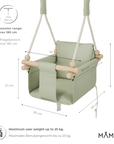 MAMOI® Indoor Children's Swing with Safety Belts, Soft Seat with Cushion, Wooden Handles, Ceiling Mount, 100% ECO, Made in EU-1