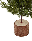 Mini Green Fir Tree with Rustic Wood Base