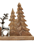 Rustic Christmas Wood and Metal Reindeer Ornament