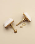 Priya White Stone Rectangle Drawer Knobs