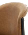 Rich Brown Curved Leather Dining Chair