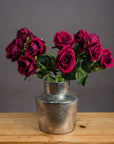 Lifelike deep crimson artificial rose with velvety petals, inspired by Rosa 'Black Baccara', 53cm tall, no maintenance required by Sostter at brixbailey.com