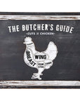Vintage grey butcher's chicken cuts plaque on wood, farmhouse kitchen decor with white meat diagram detailing by sostter at brixbailey.com