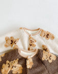 Bear Fleece Romper Cream or Brown